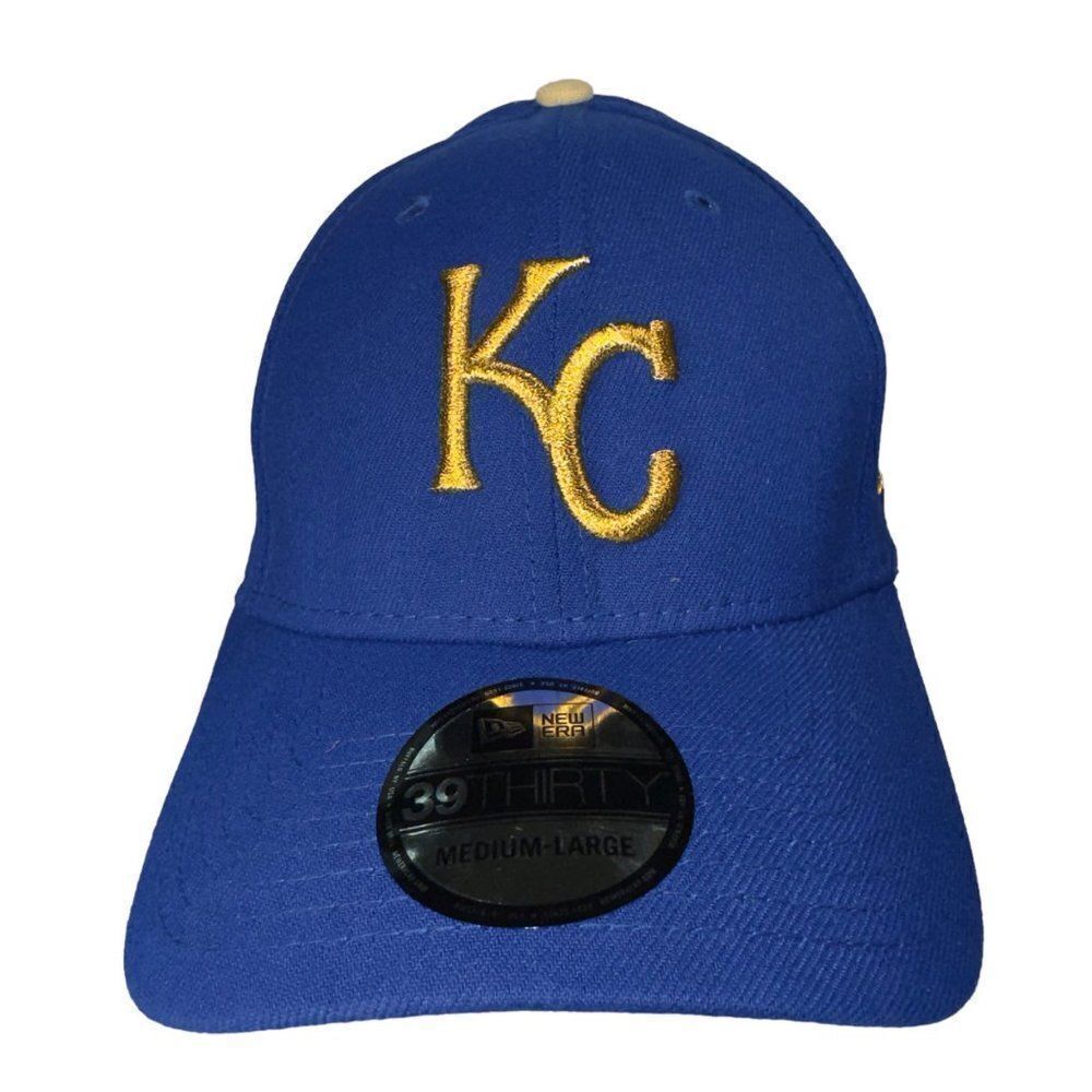 New Era Kansas City Royals 39Thirty Baseball‎ Hat Gold Thread/Navy Medium/Large
